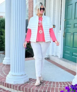 IVORY SHORT CAP SLEEVE PUFFER JACKET